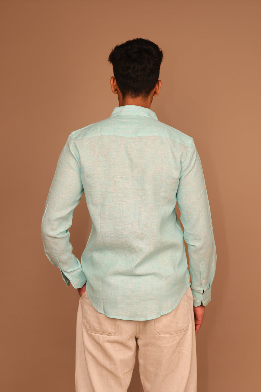 SK Linen Aqua Blue shirt