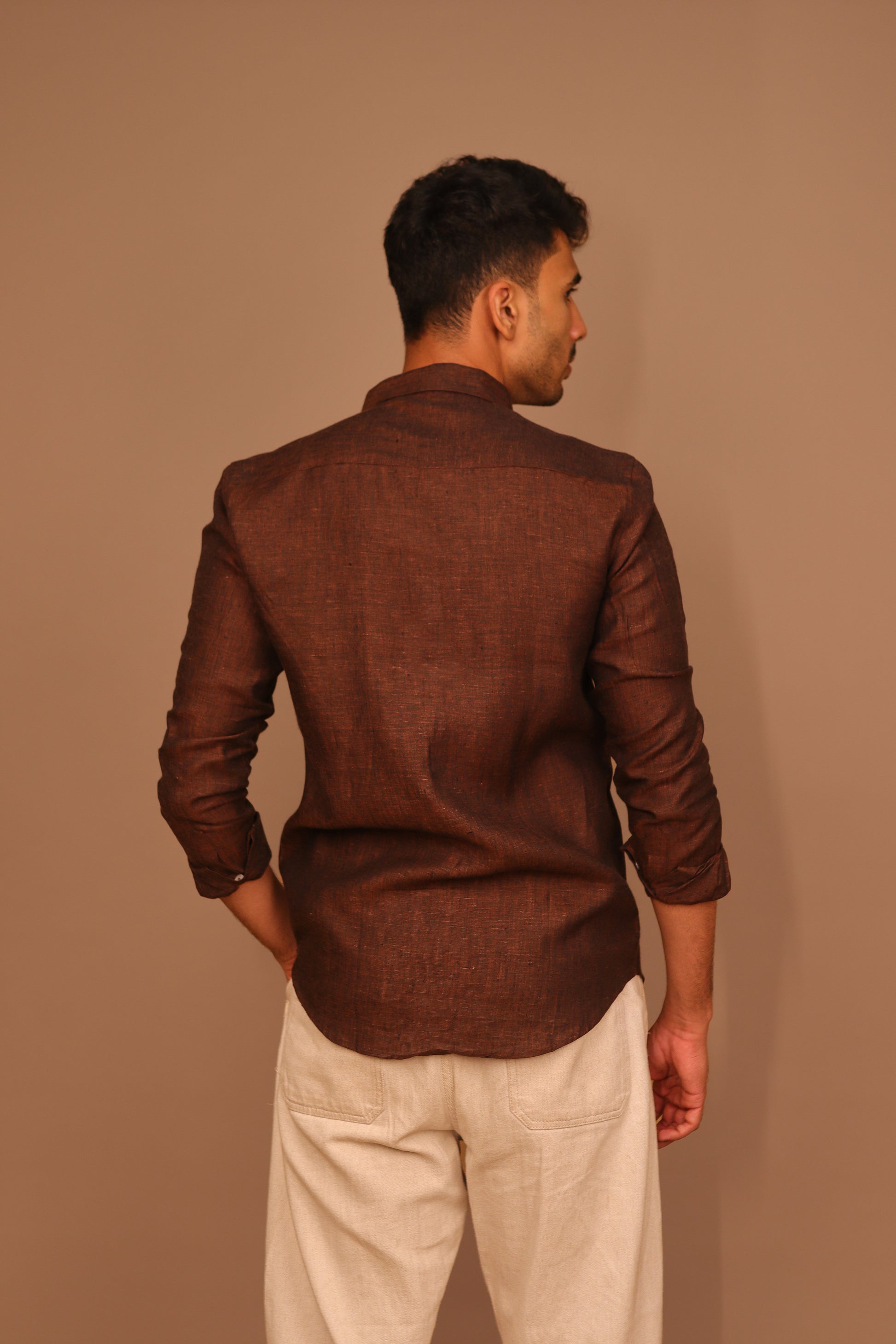 SK Linen Wine Brown shirt