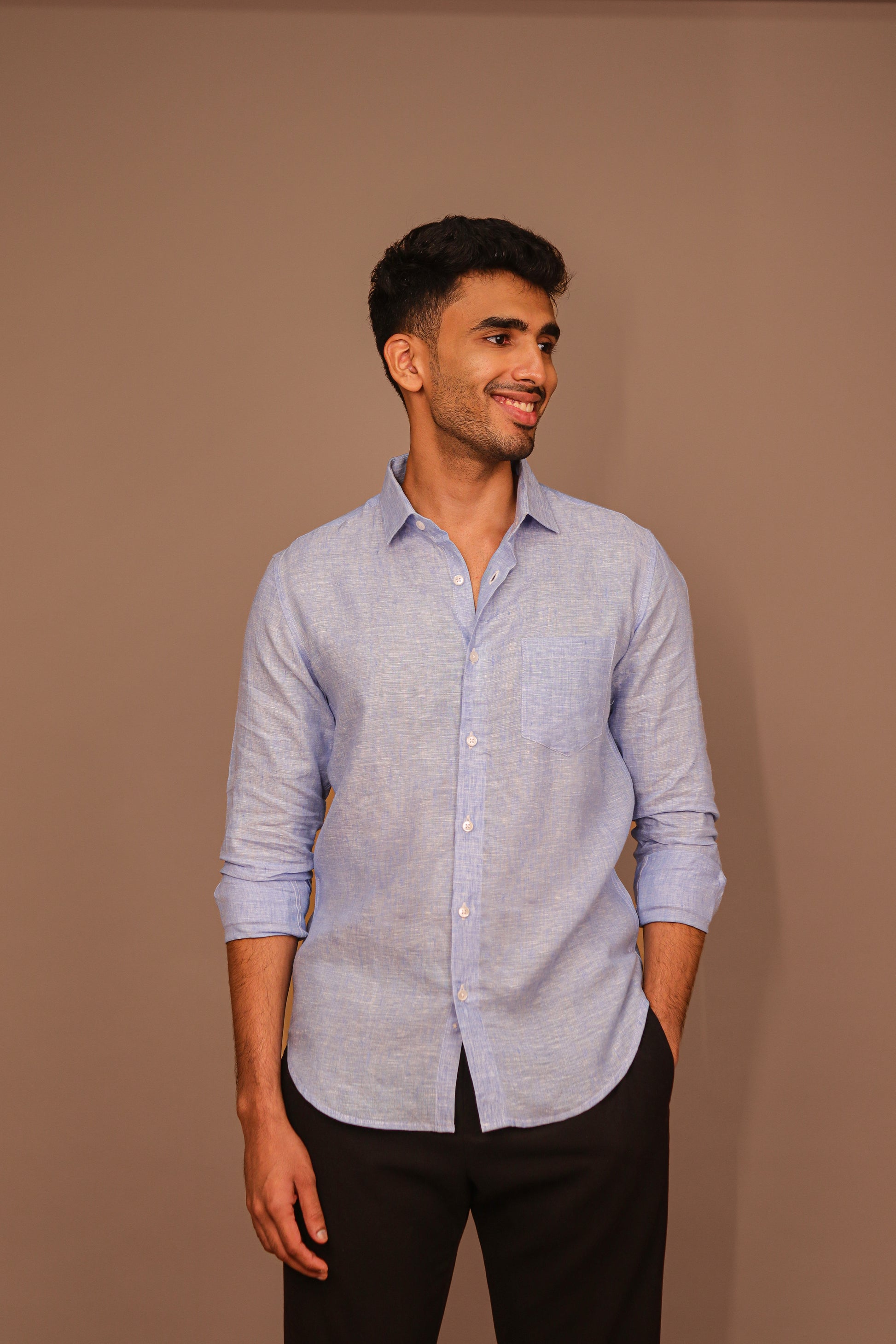 SK Linen Sky Blue Shirt