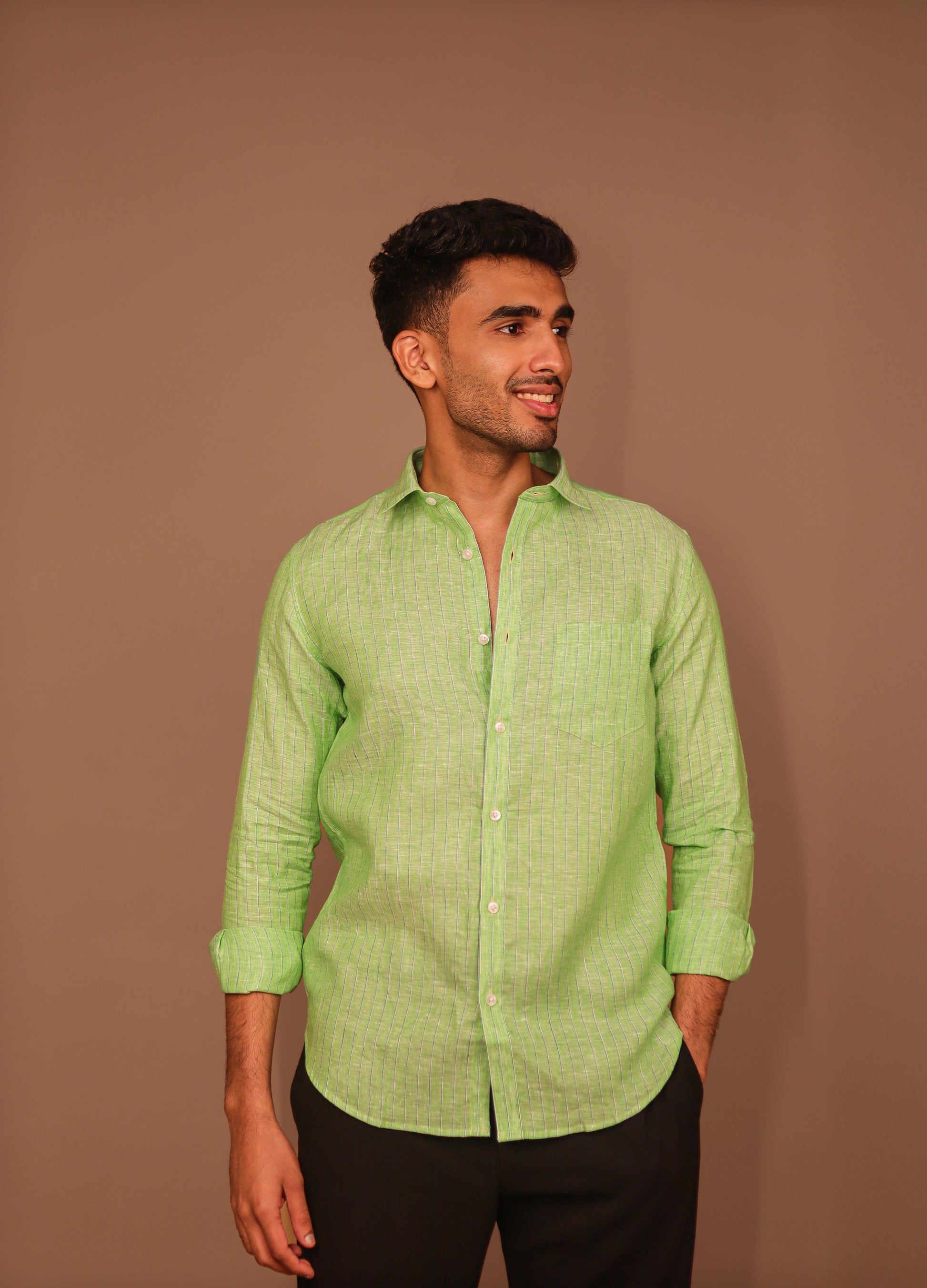 SK Linen Lime Stripe Shirt
