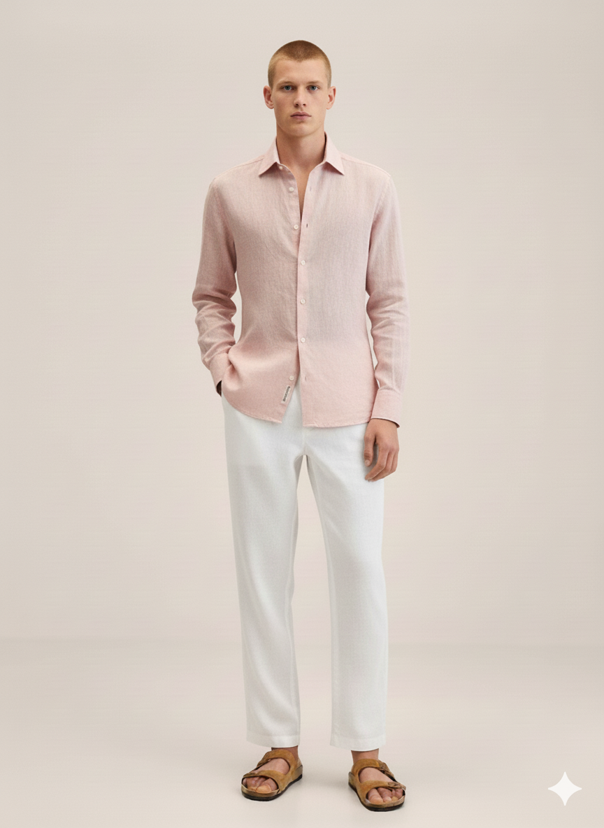 SK Linen Baby Pink shirt