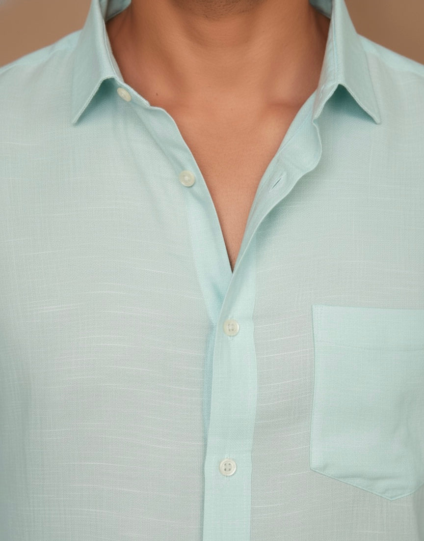 SK Linen Aqua Blue shirt