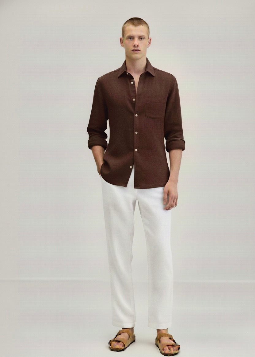 SK Linen Wine Brown shirt