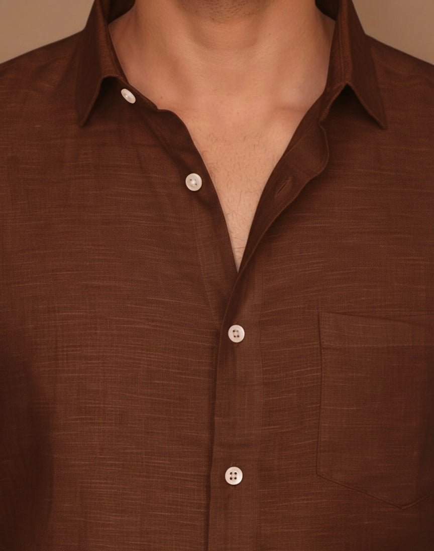 SK Linen Wine Brown shirt